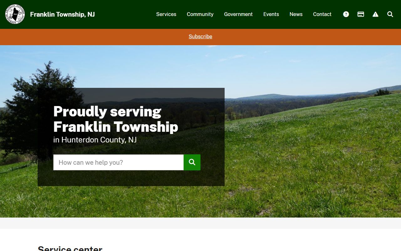 Franklin Township official website showing municipal services related to Franklin Township recent bookings