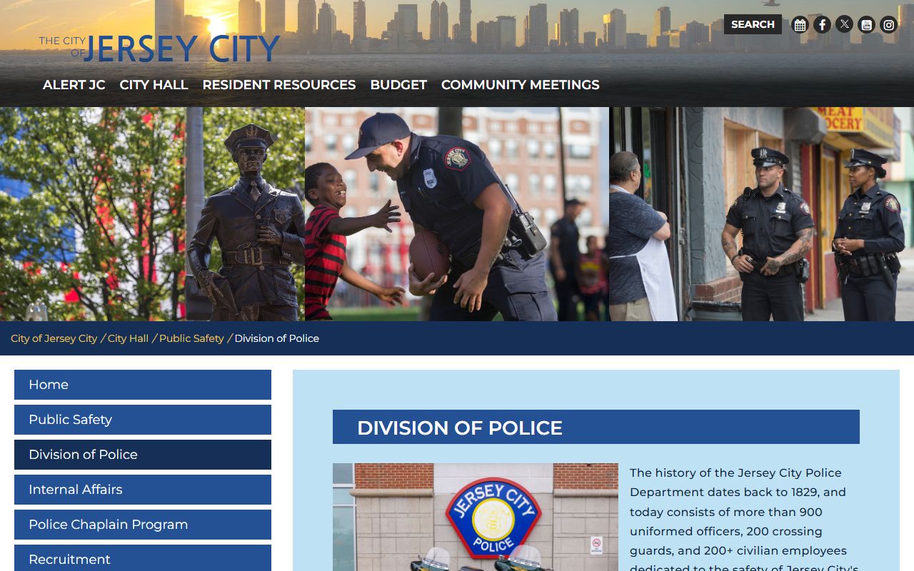 Jersey City Police Department official website for recent bookings and arrest records