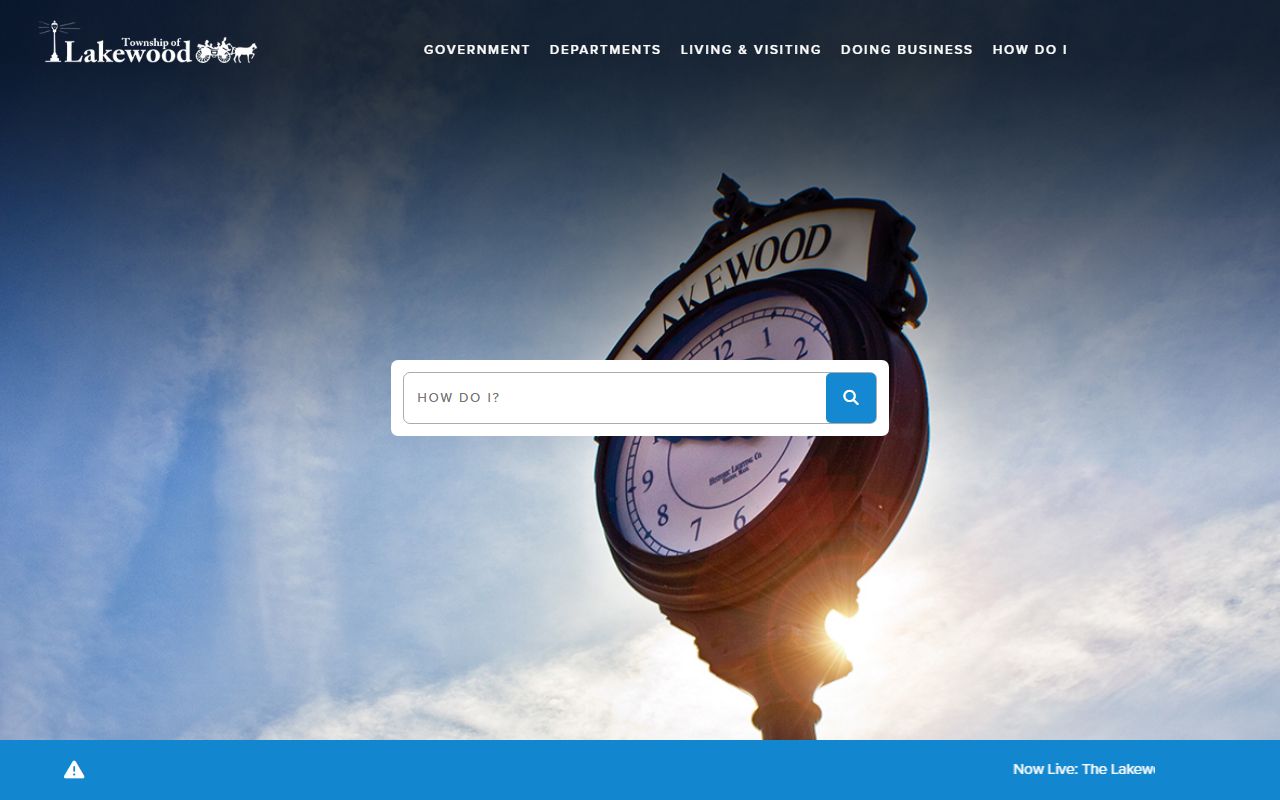 Lakewood Township official website showing government services and community resources