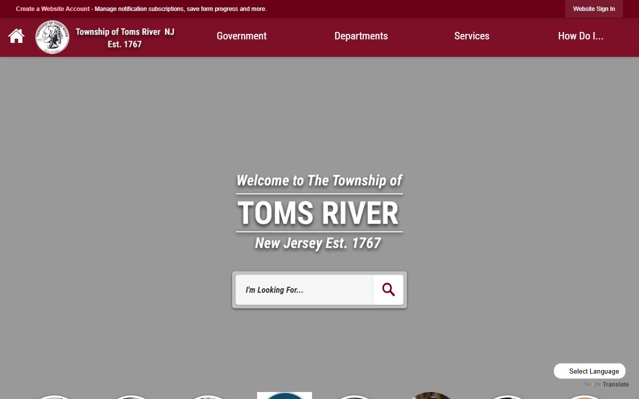 Toms River recent bookings township government website with public services information