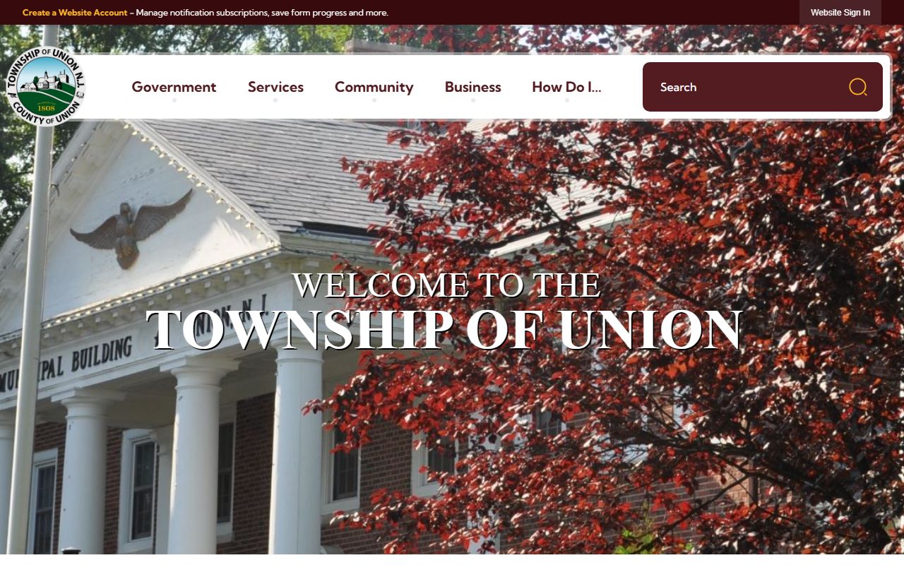Union Township official website showing municipal services related to Union Township recent bookings