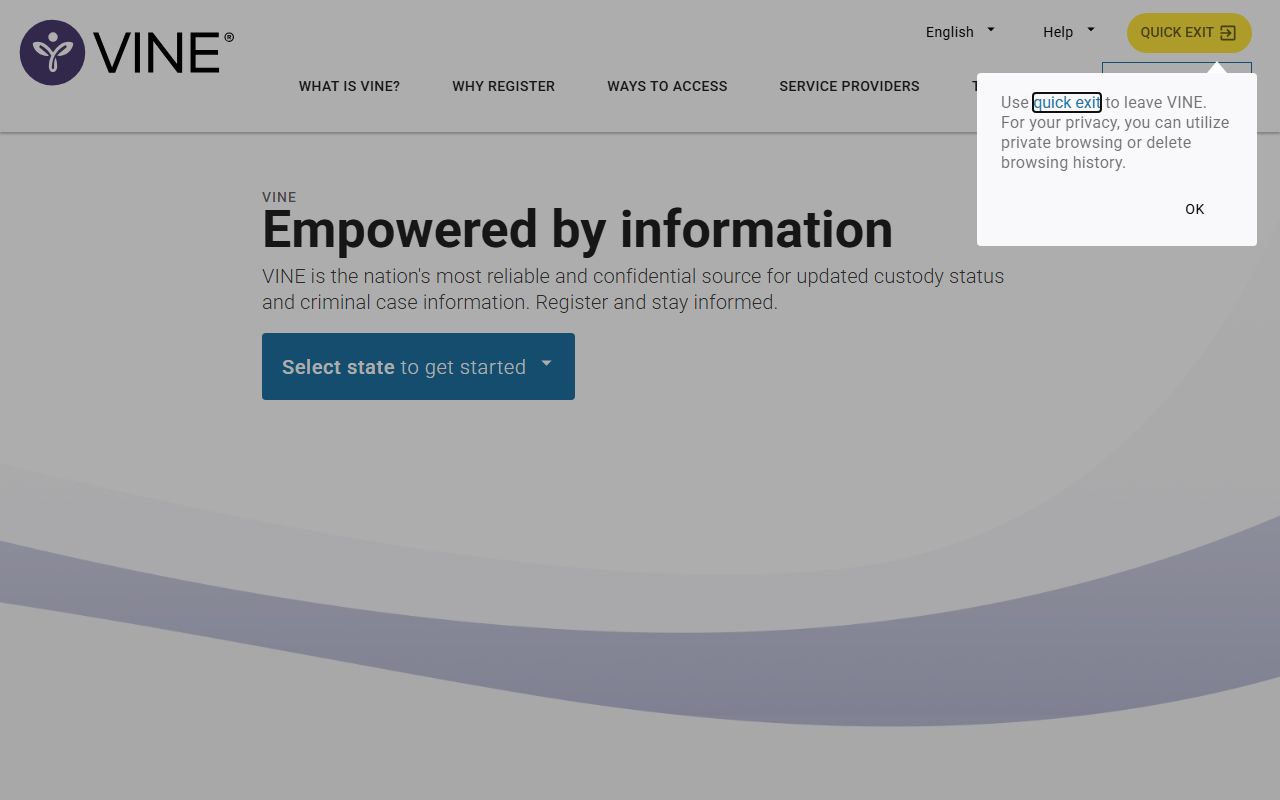 VINELink custody notification system for tracking New Jersey recent bookings